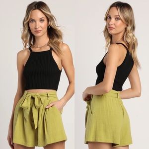 Lulus | Everyday Outings Chartreuse Paperbag Waist Shorts